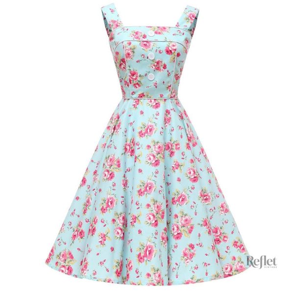 Robe années 50 en tissu léger et coloré