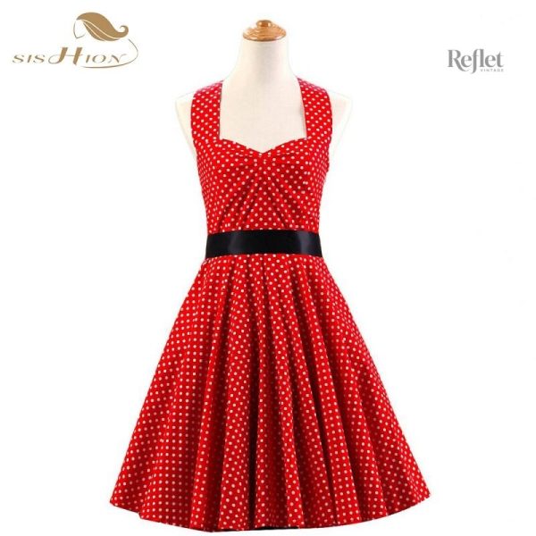 Robe années 80 avec motif à pois