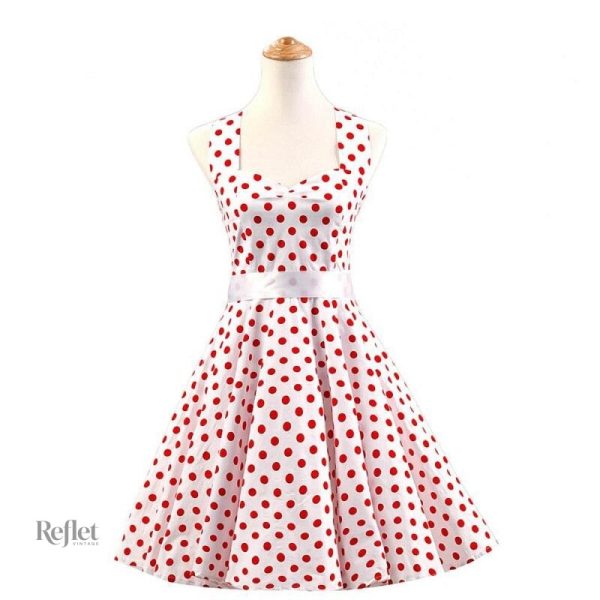 Robe années 80, motif pois féminin