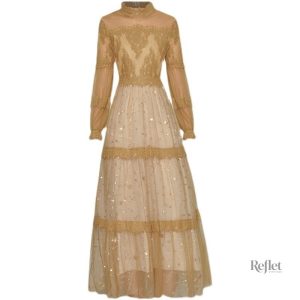 Robe longue années 40, style rétro élégant
