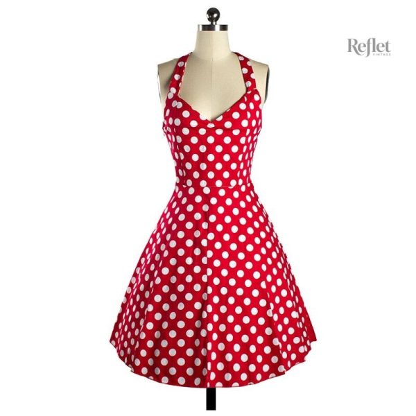 Robe années 50 élégante avec motif à pois