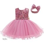 Jolie robe rose pour bébé fille de 18 mois