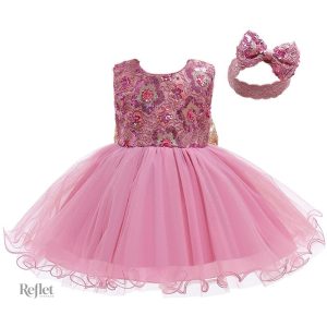 Jolie robe rose pour bébé fille de 18 mois