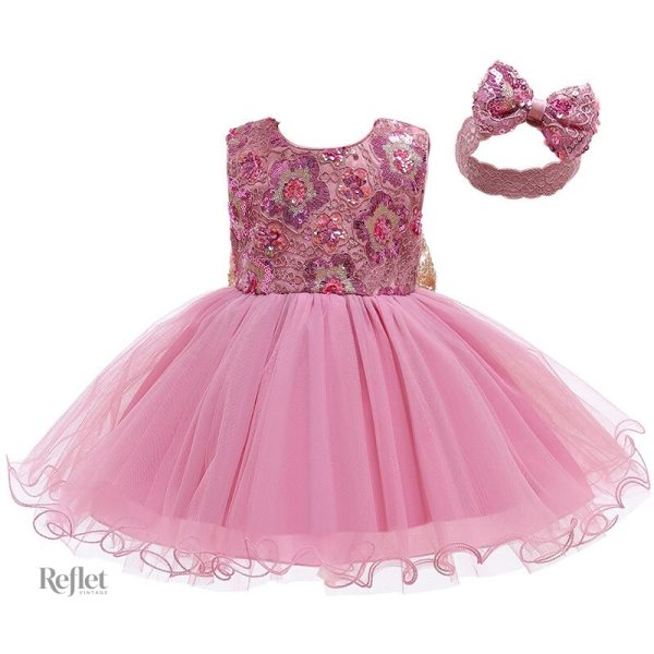 Jolie robe rose pour bébé fille de 18 mois