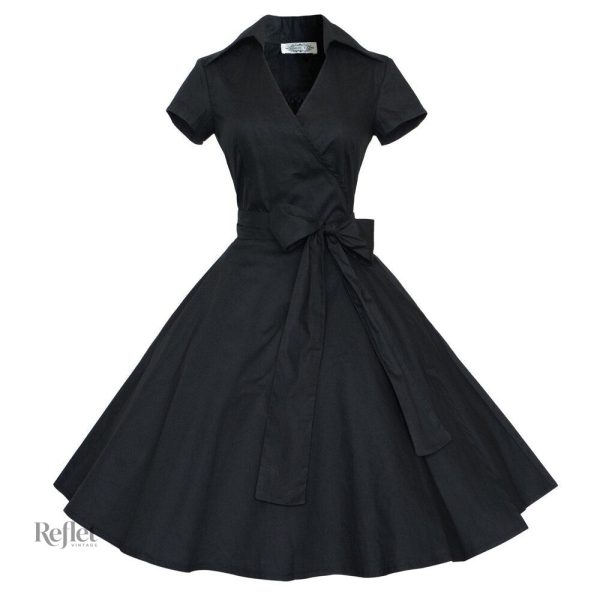 Robe rétro à manches longues et taille cintrée