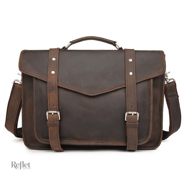 Cartable en cuir vintage parfait pour le milieu éducatif