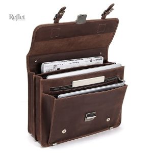 Cartable vintage en cuir marron pour homme