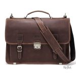 Cartable vintage en cuir marron, look intemporel