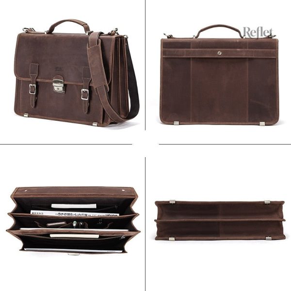 Sac en cuir marron pour homme, design classique