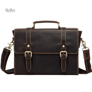 Cartable cuir noir homme vintage élégant et pratique