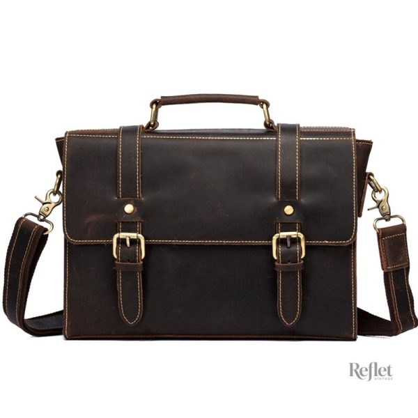Sacoche vintage en cuir noir pour homme au style intemporel
