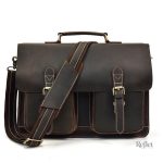 Cartable cuir vintage noir élégant et fonctionnel