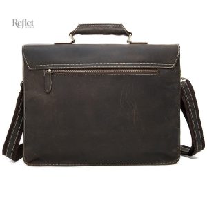 Cartable vintage en cuir noir pour homme et femme