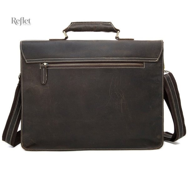 Cartable vintage en cuir noir pour homme et femme