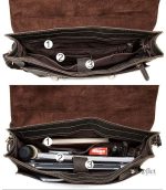 Cartable noir en cuir, design rétro idéal pour le travail