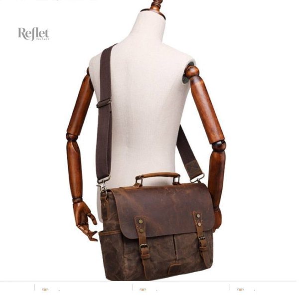 Sac vintage en cuir, parfait pour les étudiants