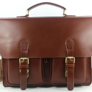 Cartable vintage marron en cuir, au style classique et élégant
