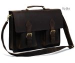 Cartable Noir Cuir Vintage, design élégant et intemporel