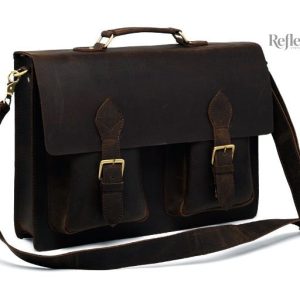 Cartable Noir Cuir Vintage, design élégant et intemporel