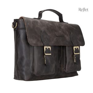 Cartable Vintage Noir en cuir élégant et stylé