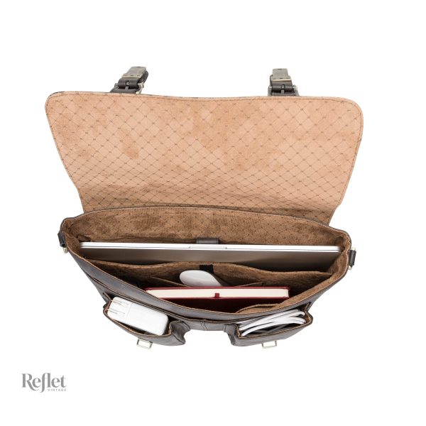 Cartable en cuir noir, essentiel pour les passionnés de vintage