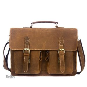Cartable vintage en cuir avec poches pratiques
