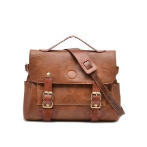 Cartable vintage en cuir marron élégant et intemporel