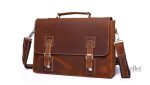 Cartable vintage en cuir marron, classique et intemporel