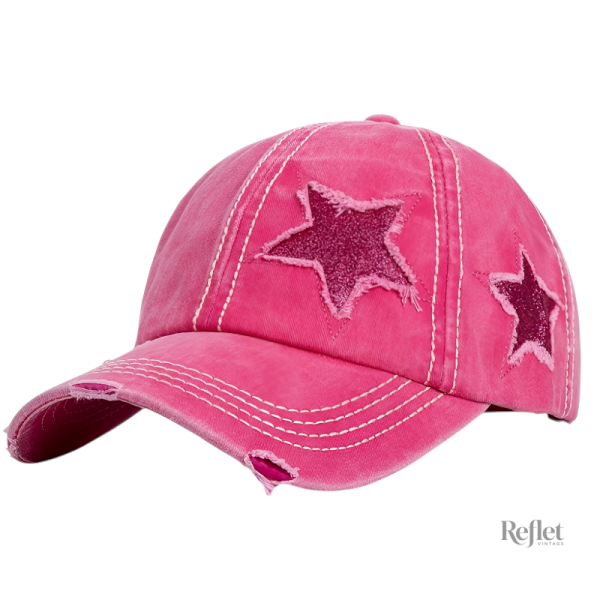 casquette-rose-1 Casquette vintage rose en tissu léger et confortable