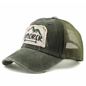 Casquette Vintage Verte en coton avec visière courbée