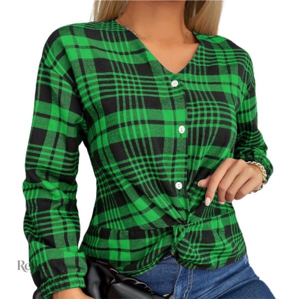 Chemise vintage à carreaux pour femme