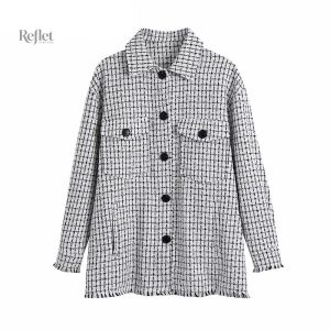 Chemise vintage femme à carreaux noirs