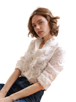 Chemise femme avec broderies, look vintage et élégant