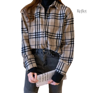 Chemise Vintage Décontracté Femme Jaune et Noire