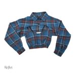 Chemise crop top vintage femme à carreaux