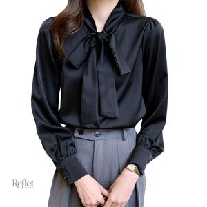 Chemise vintage femme avec nœud élégant