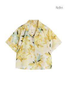 Chemise vintage à manches courtes pour femme