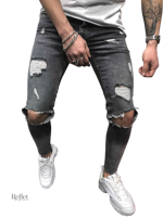 Jean homme à effet destroy pour style rétro