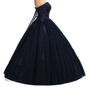 Robe longue bleu foncé pour enfants, style princesse