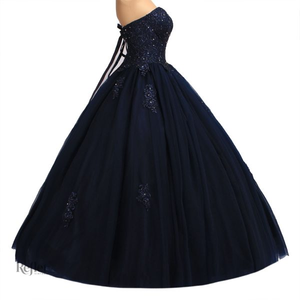 Robe longue bleu foncé pour enfants, style princesse