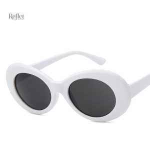 Grosses lunettes de soleil vintage à contour blanc