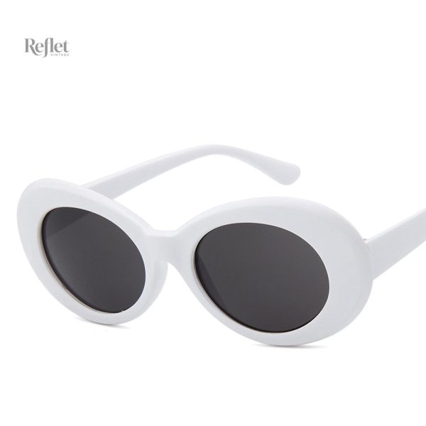 Grosses lunettes de soleil vintage à contour blanc