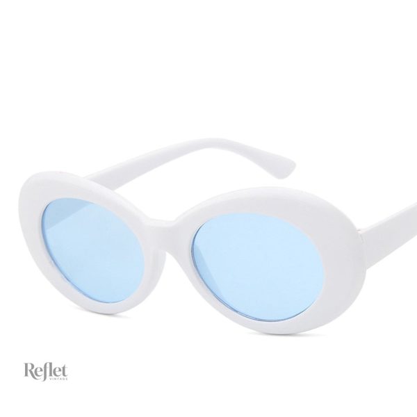Grosses lunettes de soleil vintage à contour blanc - vue 2