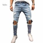 Jean bleu vintage pour homme, style destroy, look décontracté