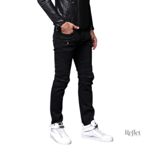 Jean décontracté noir, esthétique vintage masculine tendance