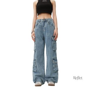 Pantalon denim vintage, coupe cargo pour homme