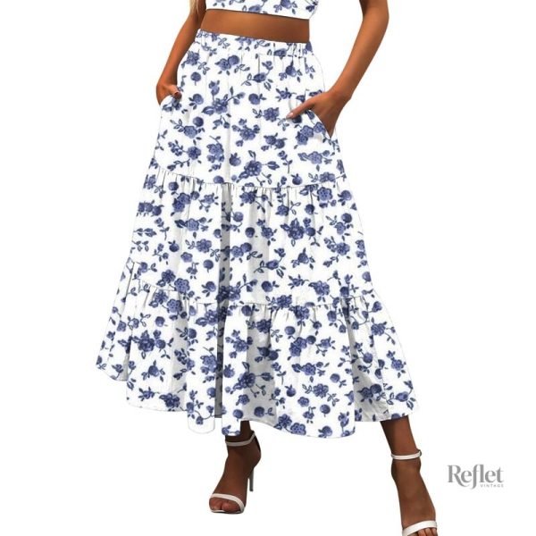 Jupe tendance à fleurs vintage des années 70