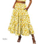 Jupe colorée à motif floral vintage