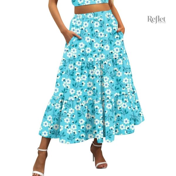 Jupe midi à fleurs couleurs vives