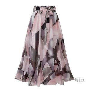 Jupe colorée à motifs floraux des années 70